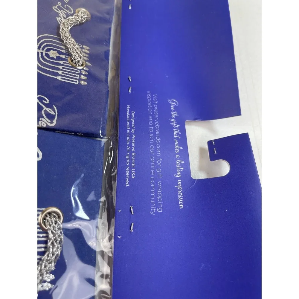 EcoLuxe Hanukkah Gift Bags Set of 8 Handmade 7x5x2.5 Peace Love Light Menorah